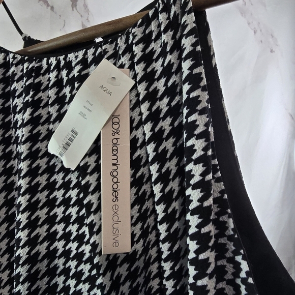 Aqua Dress Womens Small Black White Houndstooth Tank Mini Short Flounce Peplum - Picture 9 of 12
